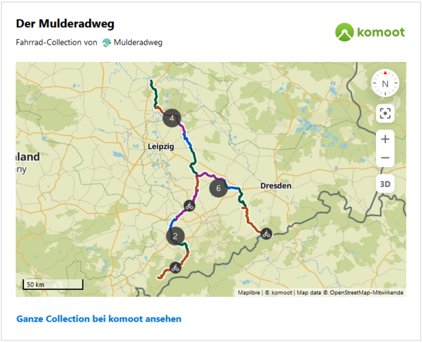 Mulderadweg-Etappen bei komoot